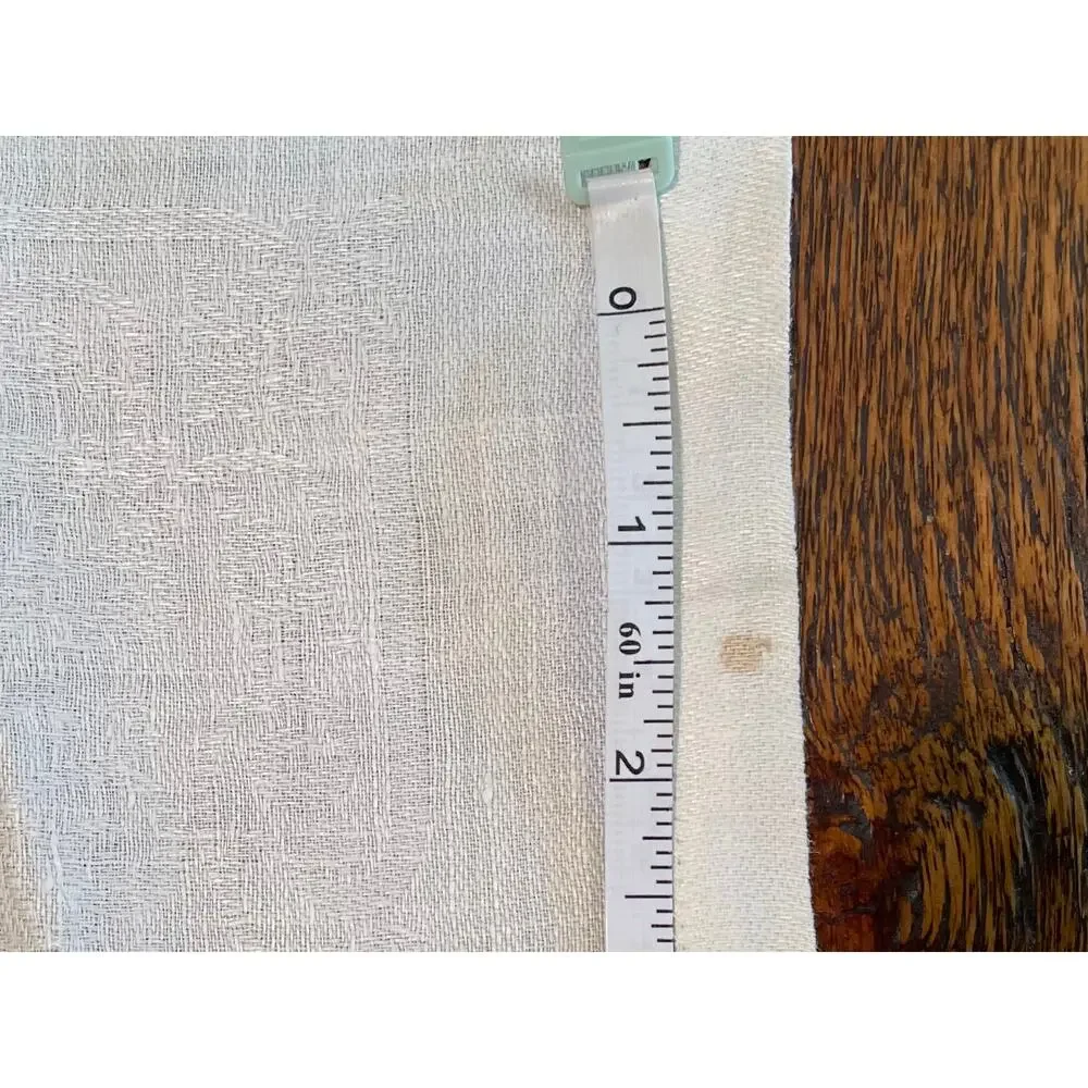 Vintage Ivory / Cream Cotton Square Napkins, Floral, Pointelle Trim, Set of 5